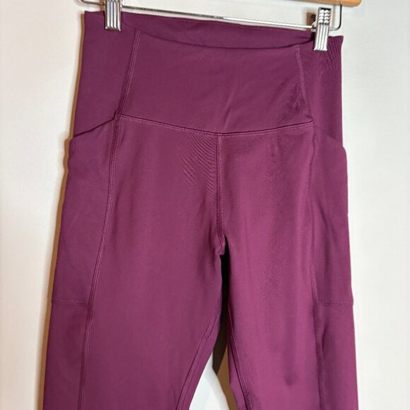 Girlfriend Collective 7/8 High Rise Pocket Leggings in Plum - Picture 3 of 6
